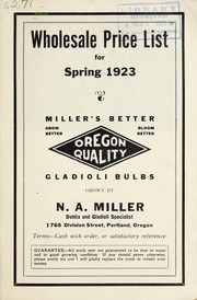 Cover of: Wholesale price list for spring 1923 by N.A. Miller (Firm)