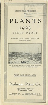 Cover of: Descriptive price list of vegetable plants 1923: frost proof cabbage plants in any quantity, our specialty
