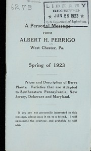 Cover of: Spring of 1923: a personal message from Albert H. Perrigo