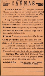 Canna lilies, palms, [etc. price list] by Pines Plantation