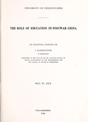 Cover of: The role of education in postwar China