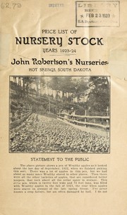 Cover of: Price list of nursery stock: years 1923-24