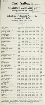 Cover of: Wholesale gladioli price list: season 1923-24