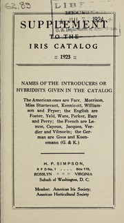 Cover of: Supplement to the iris catalog: 1923