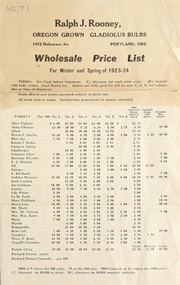 Cover of: Wholesale price list [of] Oregon grown gladiolus bulbs for winter and spring of 1923-24