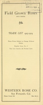 Cover of: Field-grown roses, own roots: trade list 1923-1924
