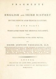 Fragments of English and Irish history in the ninth and tenth century in two parts by Gr©Ưmur J©đnsson Thorkel©Ưn