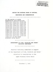 Cover of: Before the Montana Board of Natural Resources and Conservation in the matter of water reservation application nos. 69903-410 ... in the Upper Missouri River Basin: Department of Fish, Wildlife and Parks' objector testimony