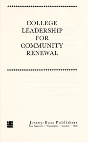 Cover of: College leadership for community renewal
