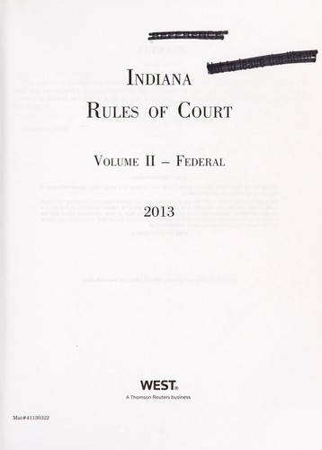 Indiana rules of court 2013 (2013 edition) Open Library