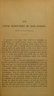 Cover of: Sur l'©♭tude craniologique des races humaines by Gustaf Retzius