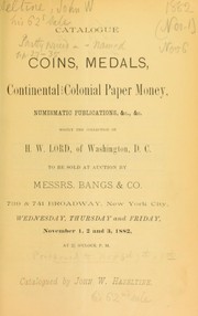 Cover of: Catalogue of coins, medals ... mostly the collection of H.W. Lord ...