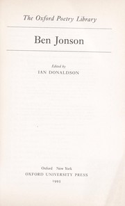 Cover of: Ben Jonson by Ben Jonson