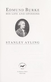 Cover of: Edmund Burke by Stanley Edward Ayling