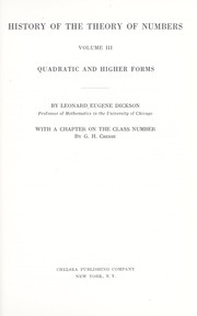 Cover of: History of the theory of numbers. by Leonard E. Dickson