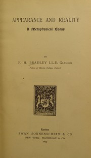Cover of: Appearance and reality by F. H. Bradley