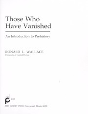 Cover of: Those who have vanished : an introduction to prehistory by 