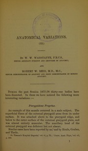 Cover of: Anatomical variations (III)