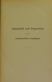 Cover of: Immunit©Þt und Disposition und ihre experimentellen Grundlagen