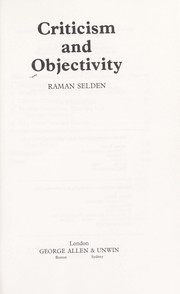 Cover of: Criticism and objectivity