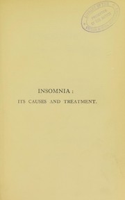 Cover of: Insomnia; its causes and treatment