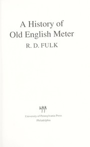 Cover of: A History of Old English Meter