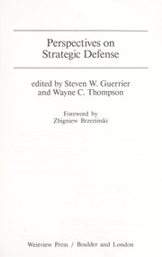 Cover of: Perspectives on strategic defense by edited by Steven W. Guerrier and Wayne C. Thompson.