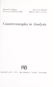 Cover of: Counterexamples in analysis by Bernard R. Gelbaum