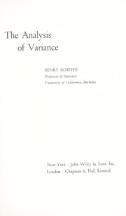 Cover of: The analysis of variance. by Henry Scheffé