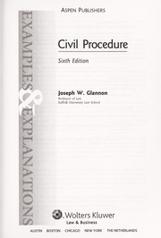 Cover of: Civil procedure by Joseph W. Glannon