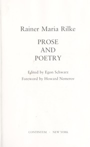 Cover of: Prose and poetry | Rainer Maria Rilke