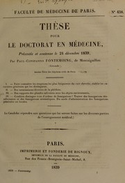 Cover of: Th©·se pour le doctorat en m©♭decine: pr©♭sent©♭e et soutenue le 24 d©♭cembre 1839