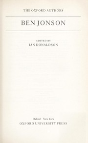 Cover of: Ben Jonson