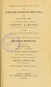 Cover of: Dissertatio anatomica inauguralis de subtiliori pulmonum structura ...