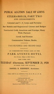 Cover of: Public auction sale of coins, Steers-Breck, part two ...