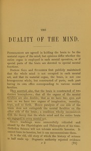 Cover of: The duality of the mind: read at the meeting of the Psychological Society of Great Britain, May 12, 1875
