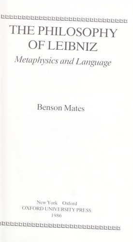 The Philosophy Of Leibniz Metraphysics And Language Edition Open Library open library