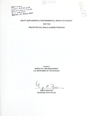 Cover of: Draft supplemental environmental impact statement for the prototype oil shale leasing program