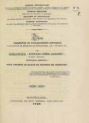 Th©·se pr©♭sent©♭e et publiquement soutenue ©  la Facult©♭ de m©♭decine de Montpellier, le 1er f©♭vrier 1840 by Bernard Louis Adolphe Berthe