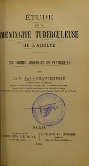 Cover of: ©tude sur la m©♭ningite tuberculeuse de l'adulte: les formes anormales en particulier