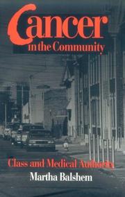 Cover of: CANCER IN  COMMUNITY by Martha Levittan Balshem