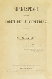 Cover of: Shakespeare vor dem Forum der Jurisprudenz by Josef Kohler