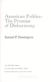 Cover of: American politics : the promise of disharmony