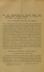 Cover of: On the absorption of fluids from the connective tissue spaces by Ernest Henry Starling