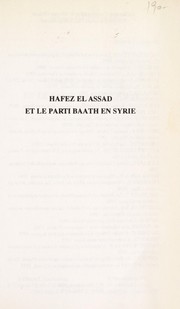 Cover of: Hafez el Assad et le Parti Baath en Syrie by P. Guingamp