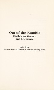 Cover of: Out of the Kumbla : Caribbean women and literature by Carole Boyce Davies, Elaine Savory