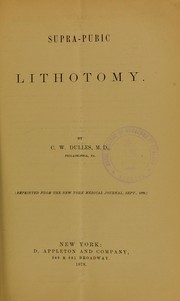 Cover of: Supra-pubic lithotomy