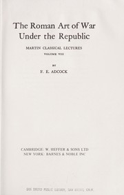 Cover of: Roman Art of War Under the Republic by Frank Ezra Adcock