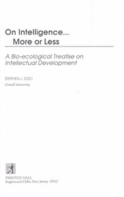 Cover of: On intelligence-- more or less by Stephen J. Ceci