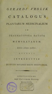 Cover of: Catalogus plantarum medicinalium in Pharmocopoea Batava memoratarum